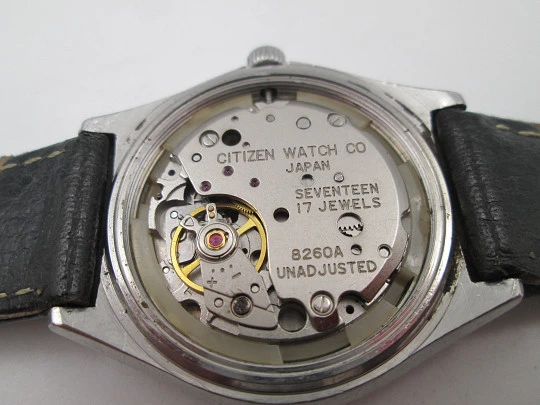 Citizen New Master. Acero inoxidable. Automático. Esfera azul y blanca. Calendario