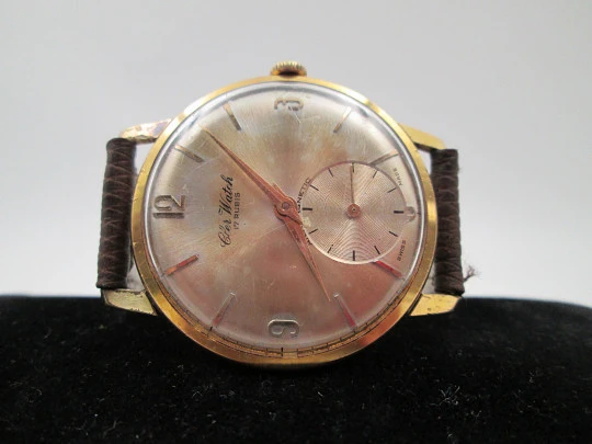 Cler Watch Centenaire. Stainless steel & gold plated. Manual wind. Sub second