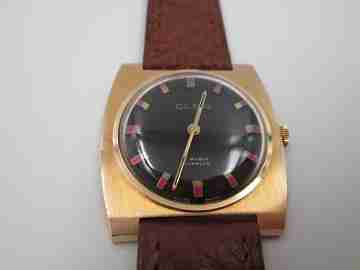 Cler. Stainless steel & gold plated. Manual wind. 1960's. 17 jewels. Swiss