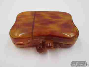 Clutch purse powder compact. Bakelite. 1950's. Mirror. Ball clasp