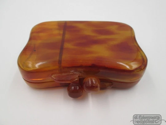 Clutch purse powder compact. Bakelite. 1950's. Mirror. Ball clasp