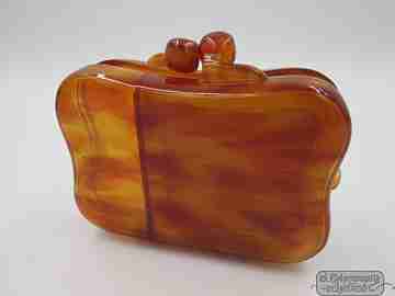 Clutch purse powder compact. Bakelite. 1950's. Mirror. Ball clasp