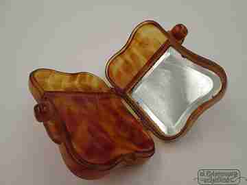 Clutch purse powder compact. Bakelite. 1950's. Mirror. Ball clasp