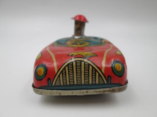 Coche de cuerda Törpeautó. Hojalata litografiada color. Lemezárúgyár. 1980