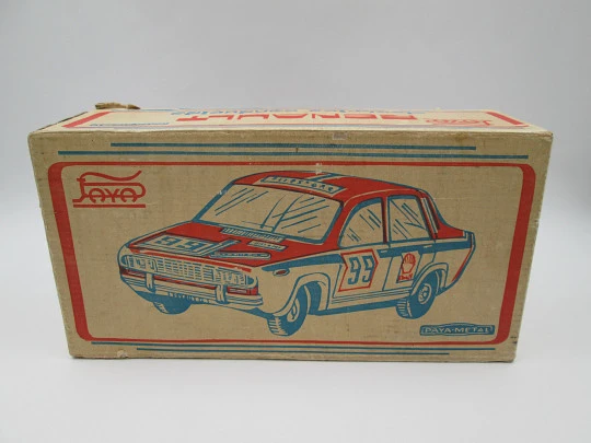 Coche Renault 12 Rally eléctrico teledirigido. Hojalata litografiada. Juguetes Paya. Caja