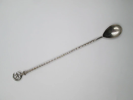 Cocktail mixer bar spoon. Sterling silver. 1950's. Crescent & Star