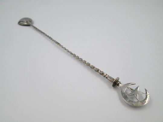 Cocktail mixer bar spoon. Sterling silver. 1950's. Crescent & Star