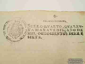 Codicilo Tesorero Colegial. 1817. Sellos maravedíes. Covarrubias