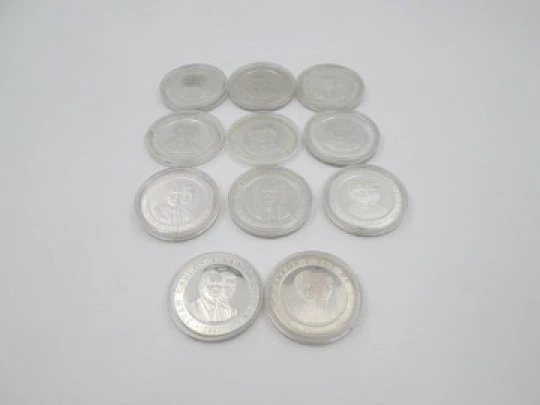 Colección once monedas 2000 pesetas plata de ley Olimpiadas de Barcelona. 1990