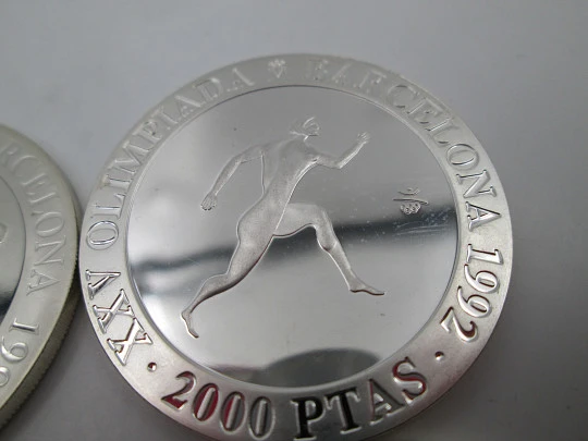 Colección once monedas 2000 pesetas plata de ley Olimpiadas de Barcelona. 1990