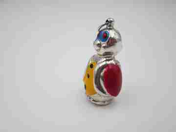 Colgante mujer Pingüino. Plata de ley y esmalte colores. Asa y argolla. 1990
