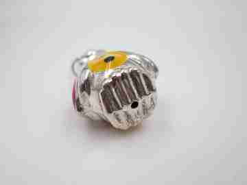 Colgante mujer Pingüino. Plata de ley y esmalte colores. Asa y argolla. 1990