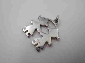 Colgante para mujer. Plata de ley 925. Pareja de niñas. Italia. 2000