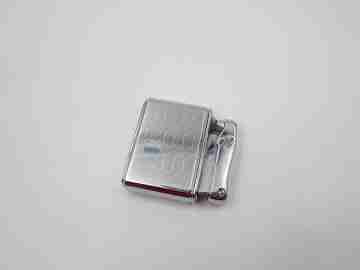 Colibri MonoGas pocket lighter. Silver plated. Geometric pattern. West Germany. 1950's