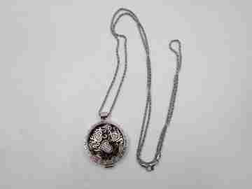 Collar con medallón corazones MY iMenso. Plata de ley, esmalte negro y circonitas