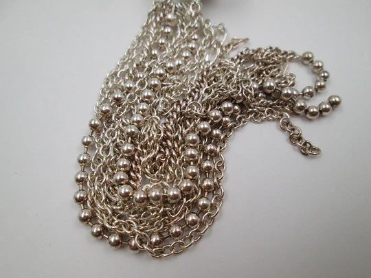 Collar mujer seis esferas. Plata de ley. Borla de cadenas. Años 80