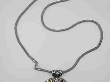 Collar plata oxidada 925. Cadena cordón. Detalles vermeil. Pedrería