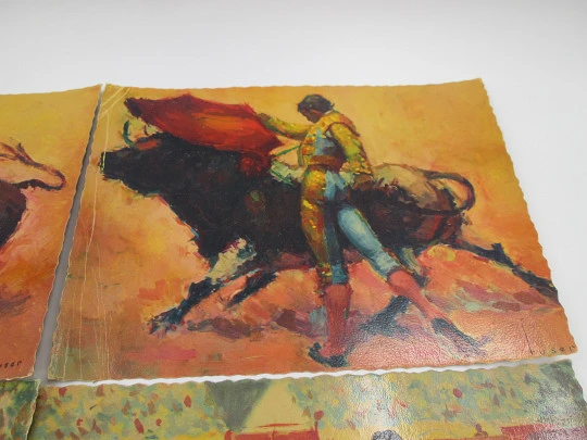 Collection of six colour bullfighting postcards (Tuser painter). Fonograf editions. 1959