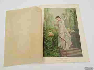 Colour engraving / lithography. The Turtledove Mother. Salvat & Cía. 1890