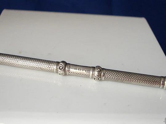 Combo dip pen & retractable pencil. Sterling silver. 1903. F. Webb Ltd. UK