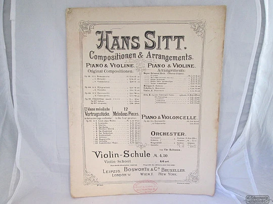 Concertino. Hans Sitt. Leipzig. 1898. Bosworth & Cº. 23 páginas. Violín