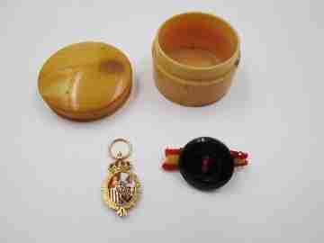 Congress of Deputies badge. 18k gold and colours enamel. Box & button