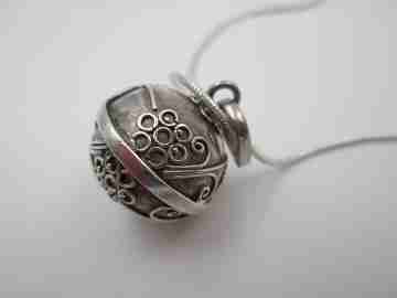 Cord with decorated sphere caller of angels. 925 sterling silver. Spain