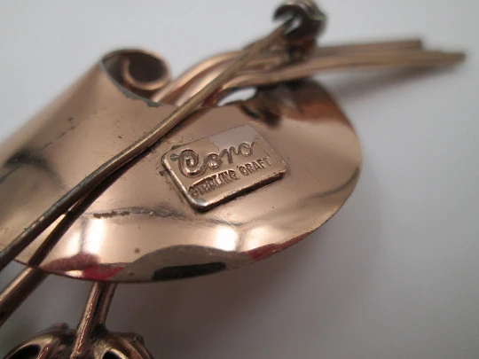 Coro tutti frutti brooch. Sterling silver vermeil and colored gems. 1930's. USA