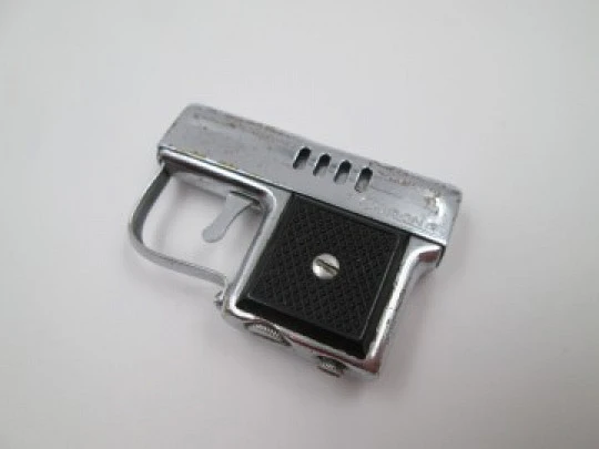 Corona miniature gun petrol pocket lighter. Silver metal. Japan. 1950's