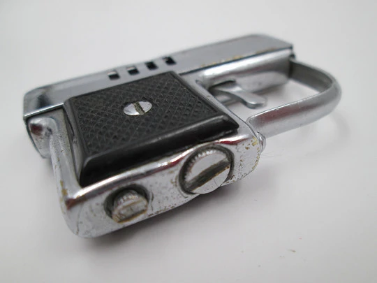 Corona miniature gun petrol pocket lighter. Silver metal. Japan. 1950's