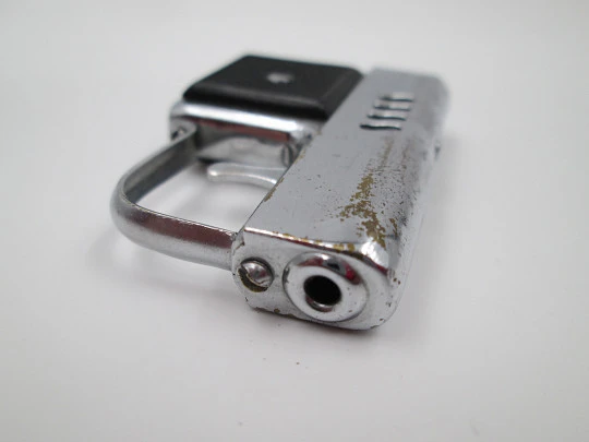 Corona miniature gun petrol pocket lighter. Silver metal. Japan. 1950's