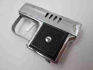 Corona miniature gun petrol pocket lighter. Silver metal. Japan. 1950's