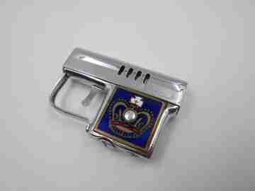 Corona petrol automatic lighter gun. Silver plated and enamel. Automatic. 1950's