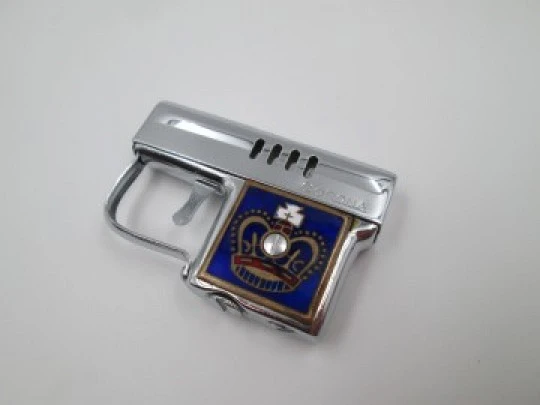 Corona petrol automatic lighter gun. Silver plated and enamel. Automatic. 1950's