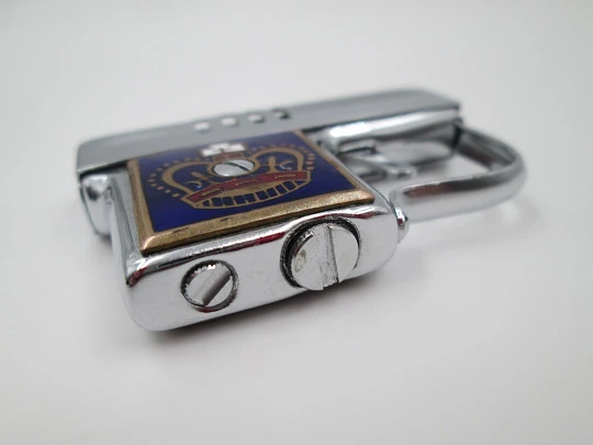 Corona petrol automatic lighter gun. Silver plated and enamel. Automatic. 1950's