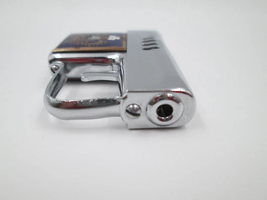 Corona petrol automatic lighter gun. Silver plated and enamel. Automatic. 1950's