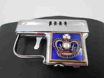 Corona petrol automatic lighter gun. Silver plated and enamel. Automatic. 1950's