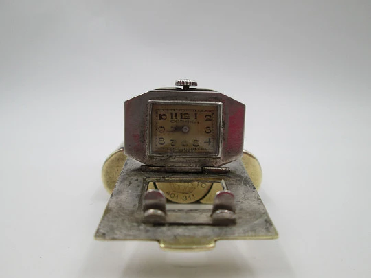 Corona petrol lighter with Atlantic wind-up watch. Golden plated. Germany / Swiss. 1940's Corona petrol lighter with Atlantic wind-up watch. Golden plated. Germany / Swiss. 1940's