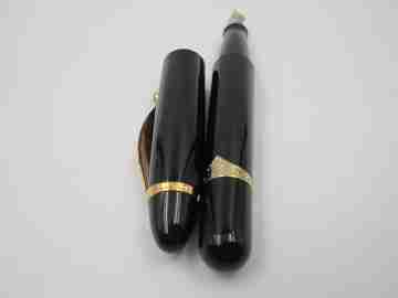 Creeks 'n' Creeks fountain pen and ballpoint set. Gold plated & black resin. France. 1980's