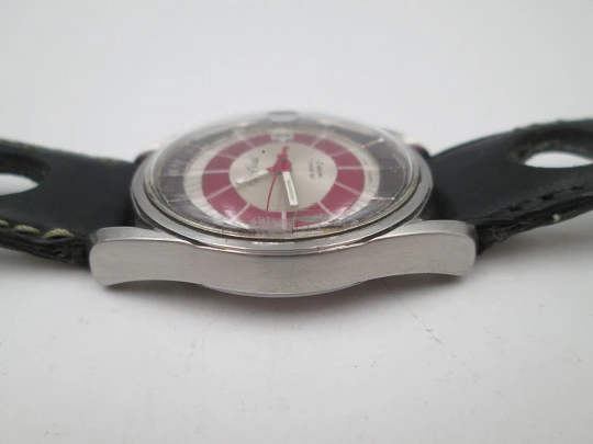 Cristal Watch. Acero inoxidable. Automático. Calendario. Esfera tricolor. 1970. Suiza
