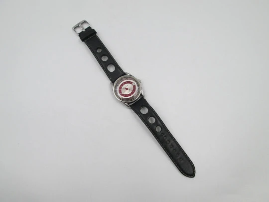 Cristal Watch. Acero inoxidable. Automático. Calendario. Esfera tricolor. 1970. Suiza