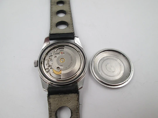 Cristal Watch. Acero inoxidable. Automático. Calendario. Esfera tricolor. 1970. Suiza