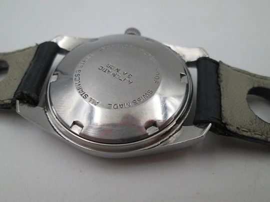 Cristal Watch. Acero inoxidable. Automático. Calendario. Esfera tricolor. 1970. Suiza