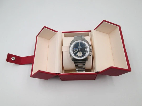 Cronógrafo automático Omega Seamaster. Acero inoxidable. Esfera azul mar. 1970