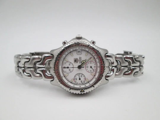 Cronógrafo automático Tag Heuer Link 200 m. Acero inoxidable. Brazalete. Calendario. 1990