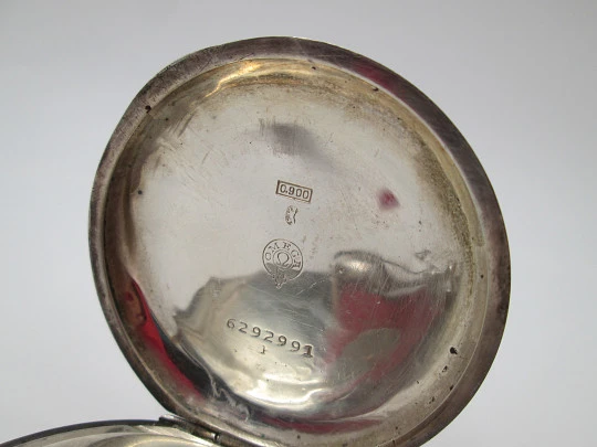 Cronógrafo Omega. Plata de ley 900 milésimas. 1910. Remontoir