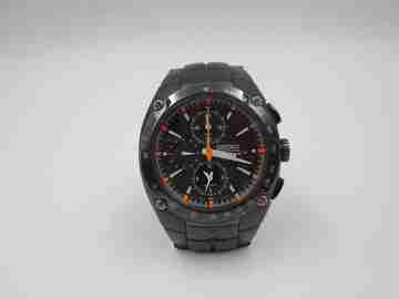 Cronógrafo Seiko Sportura 100m. Acero PVD negro. Alarma. Brazalete. Japón. 2000