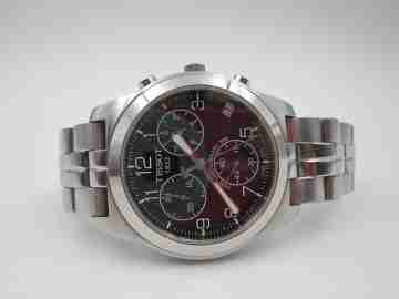 Cronógrafo Tissot PR50. Acero inoxidable. Cuarzo. Brazalete. Dial negro. 2010
