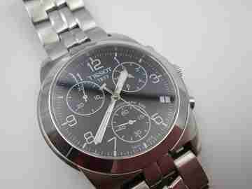 Cronógrafo Tissot PR50. Acero inoxidable. Cuarzo. Brazalete. Dial negro. 2010