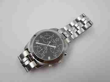 Cronógrafo Tissot PR50. Acero inoxidable. Cuarzo. Brazalete. Dial negro. 2010